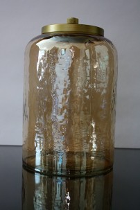 6.5"D x 11"H LARGE, GOLD GLASS JAR WITH METAL LID [515625] 